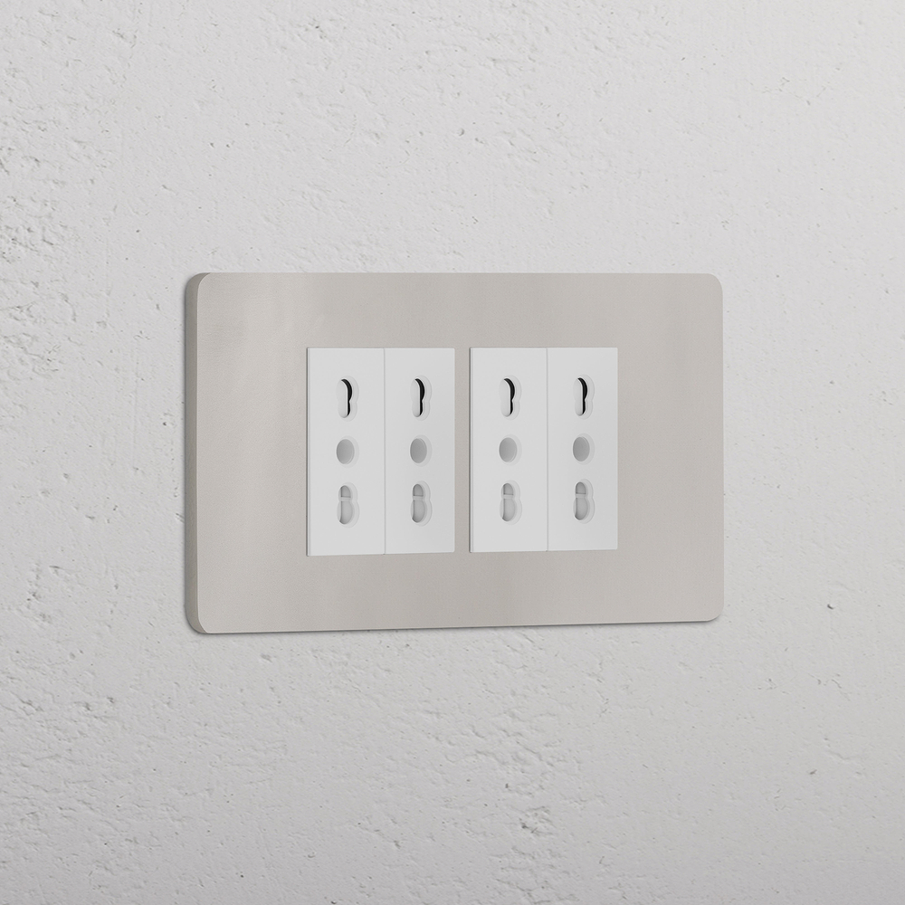 Grove 4-Module 4x Bipasso-Steckdose – Poliertes Nickel | Weiss