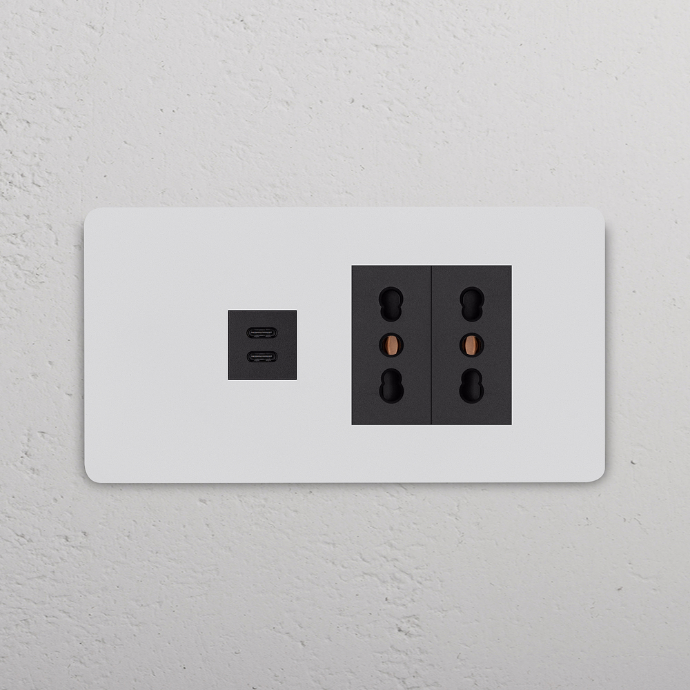 Grove 4-Module USB-C 30W & 2x Bipasso Socket – Paintable Black