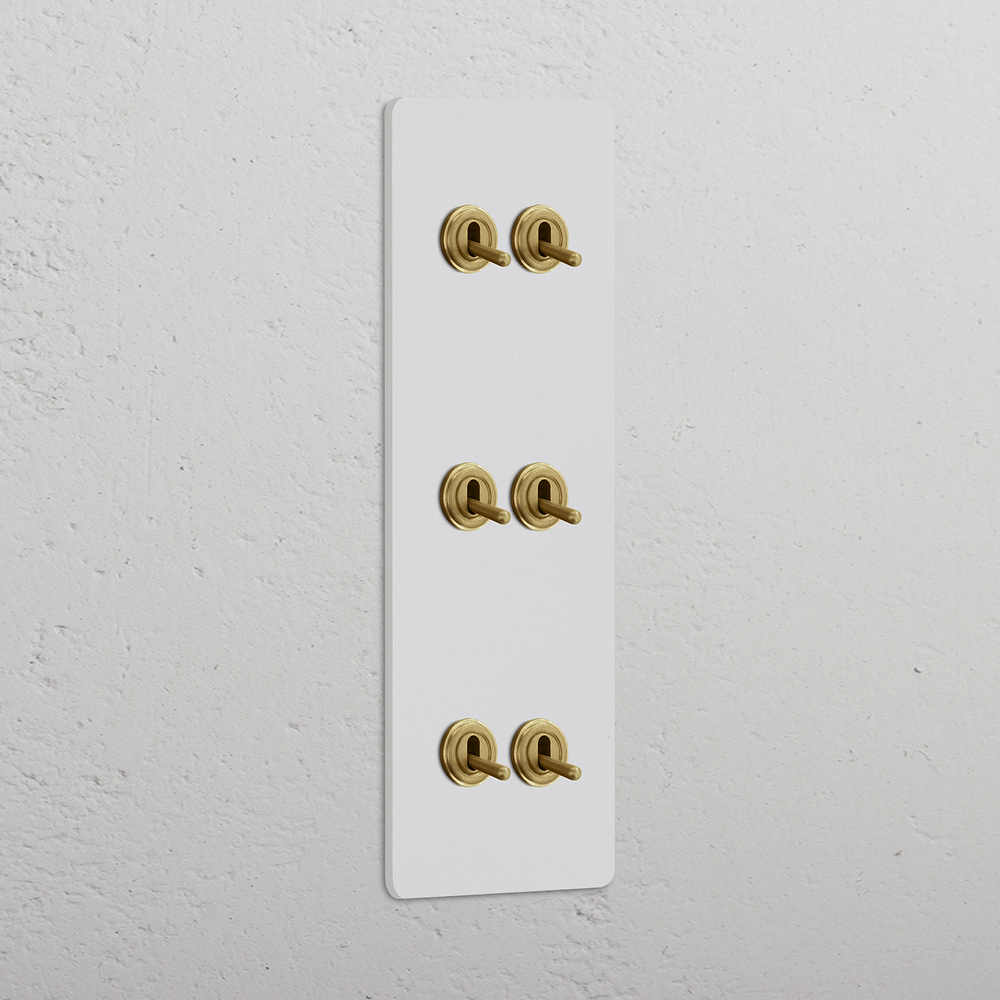Grove Triple 6x Vertical Toggle Switch – Paintable Antique Brass