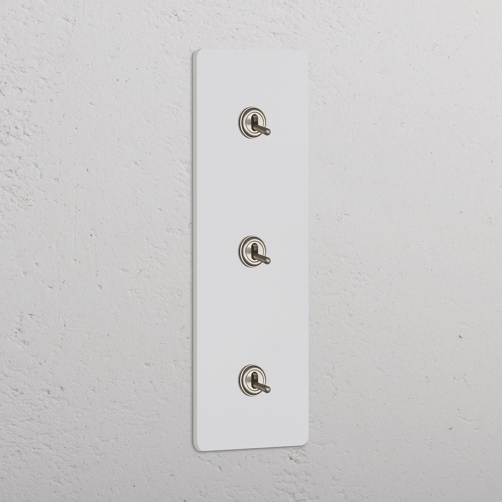 Grove Interruptor de alavanca vertical de três vias triplo – Níquel Acetinado Pintável