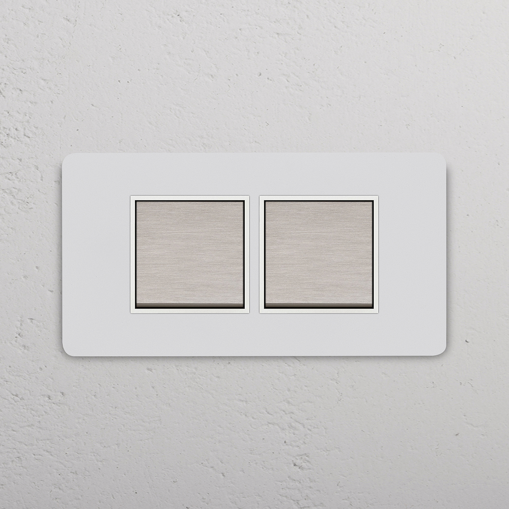 IT Grove 4-Module 2x Rocker Switch - Paintable Satin Nickel White