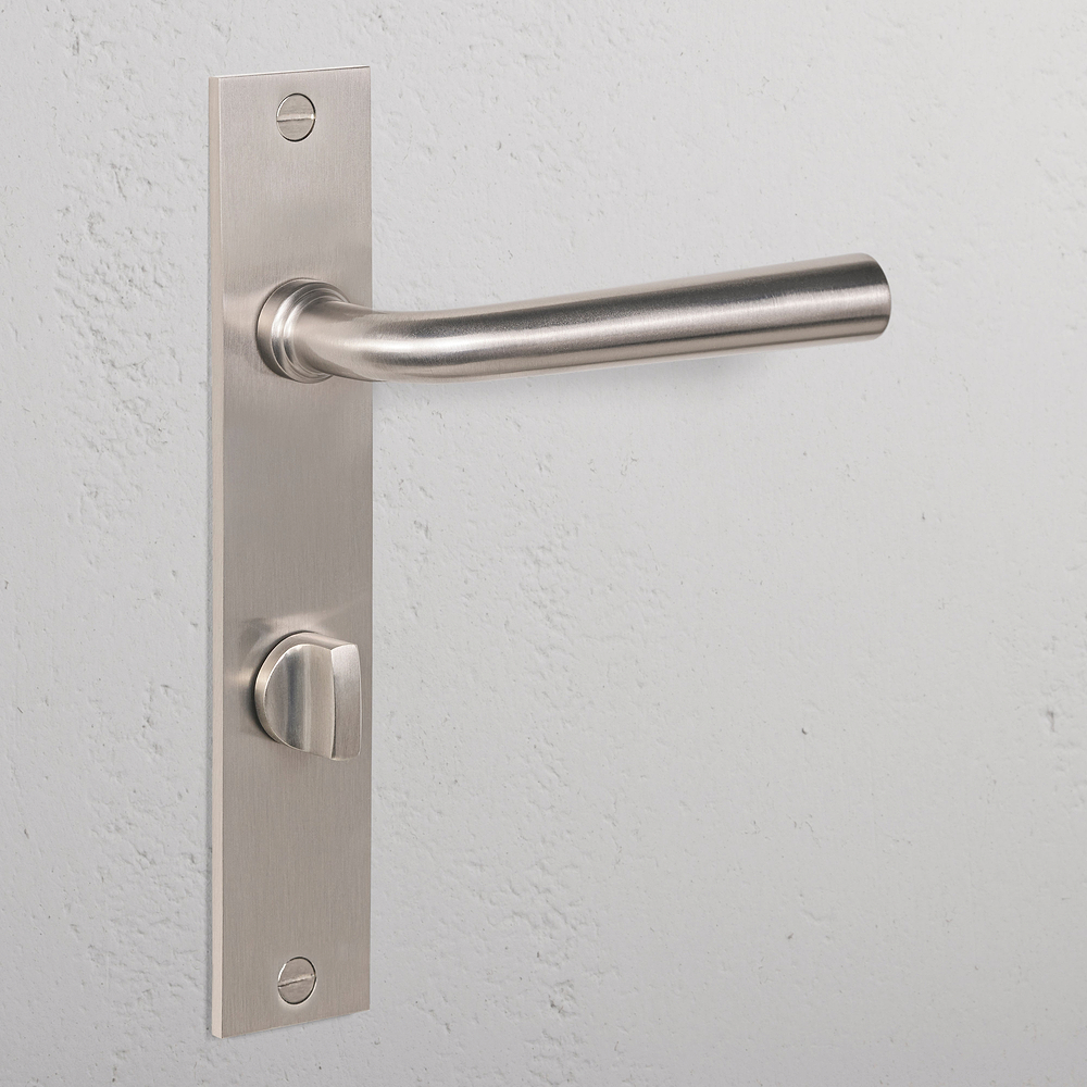 Apsley Long Plate Sprung Door Handle & Thumbturn – Satin Nickel