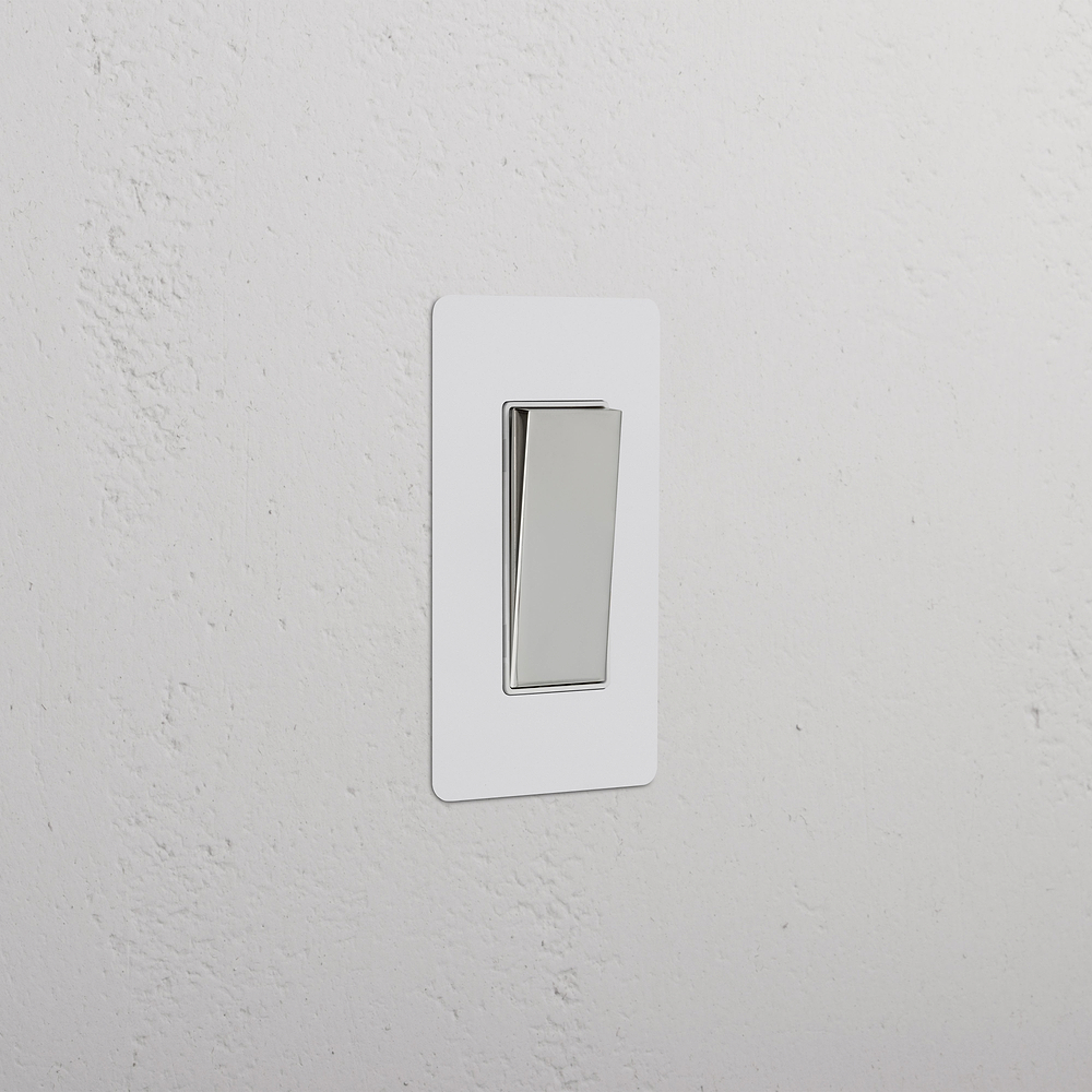 Kew 1G Retractive Rocker Switch - Paintable Polished Nickel White