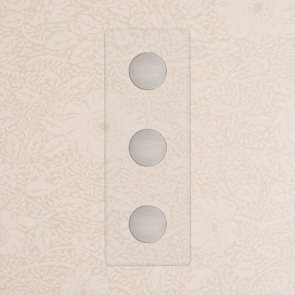 Triple 3x Vertical Multiway Dimmer Switch - Clear Satin Nickel