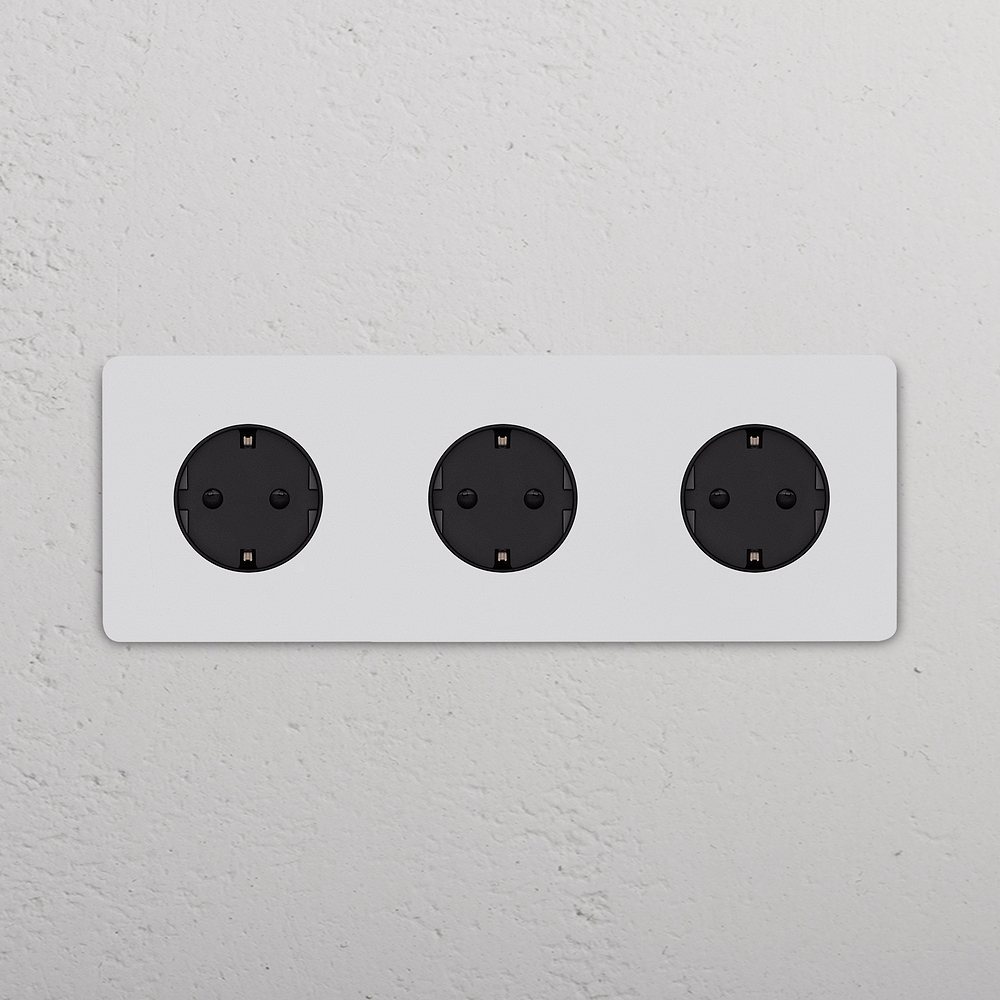 Grove Triple 3x Schuko Type F Socket – Paintable Black