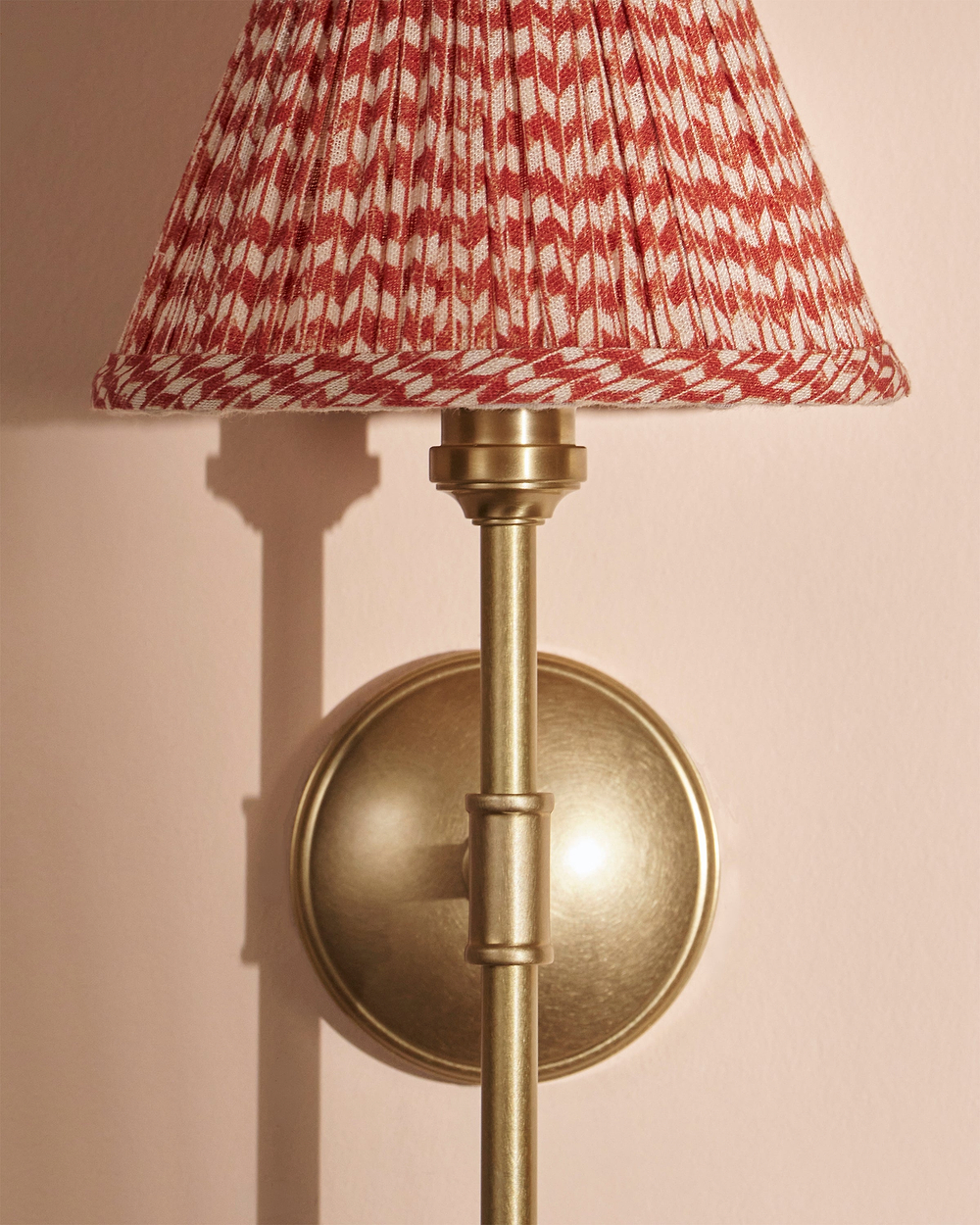 Cotswold Wall Light Pleated Terracotta Red – Antique Brass
