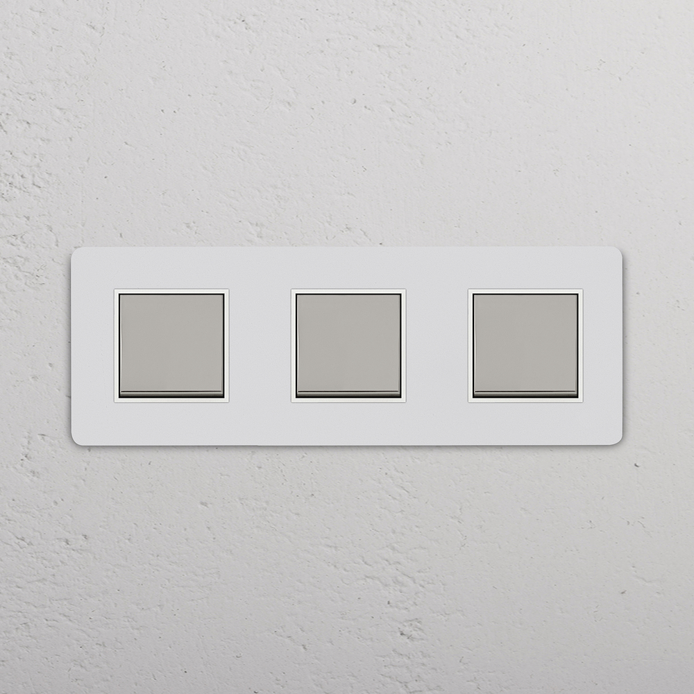 Grove Triple 3x Rocker Switch – Paintable Polished Nickel | White