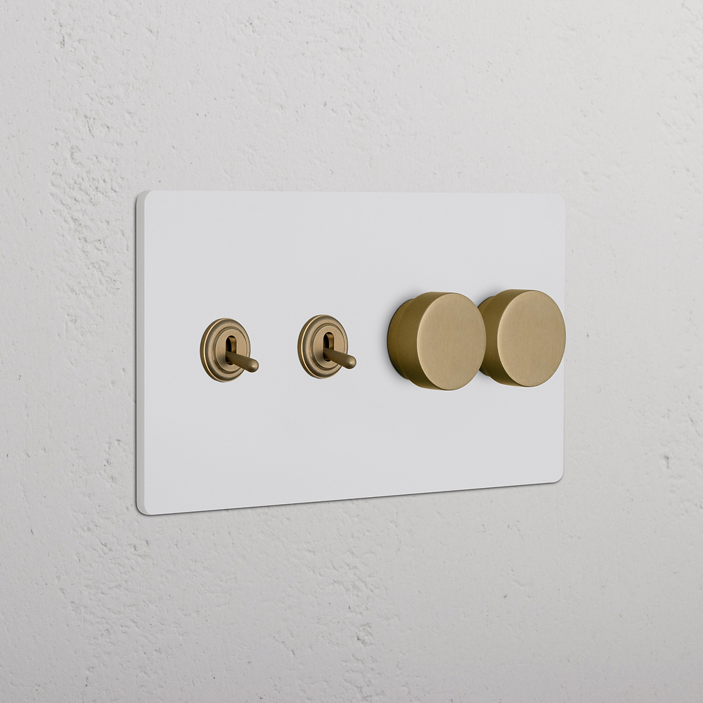 Grove 4G 2x Toggle & 2x Dimmer Switch – Paintable Antique Brass