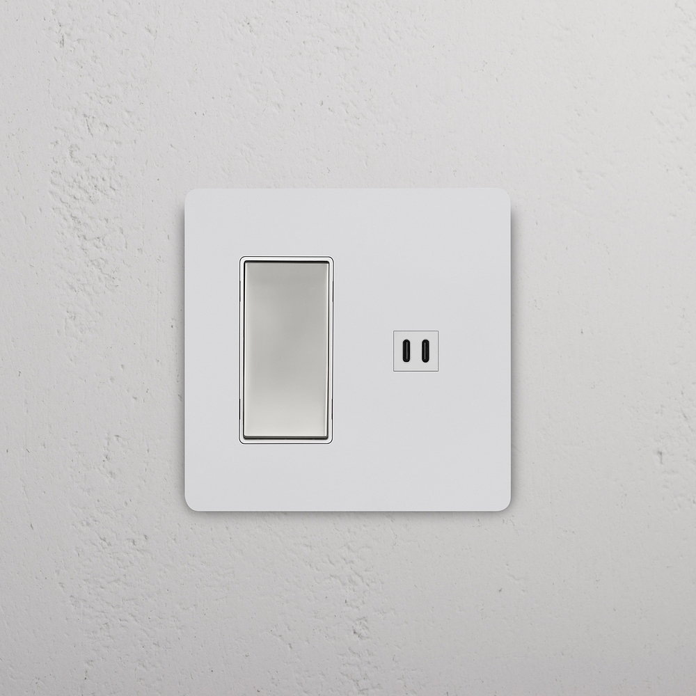 Grove 2G Rocker Switch & Fast Charge USB – Paintable Polished Nickel | White