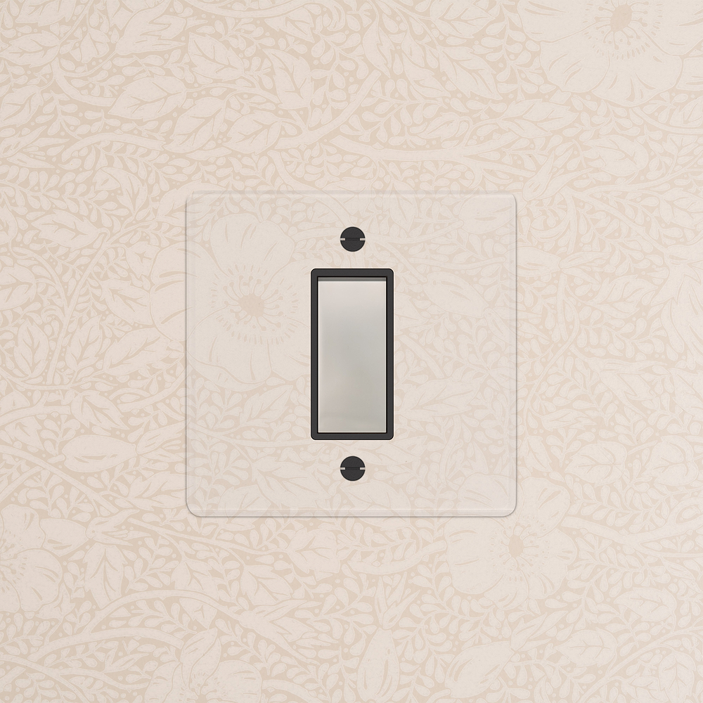 1G Retractive Rocker Switch - Clear Polished Nickel | Black