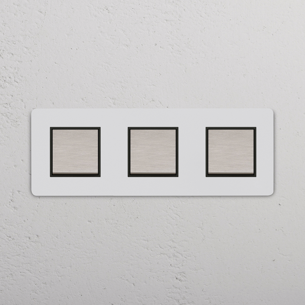 Grove Triple 3x Rocker Switch - Paintable Satin Nickel Black