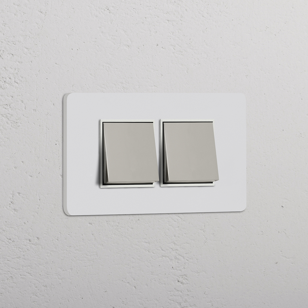 Grove 4-Module 2x Rocker Switch – Paintable Polished Nickel | White