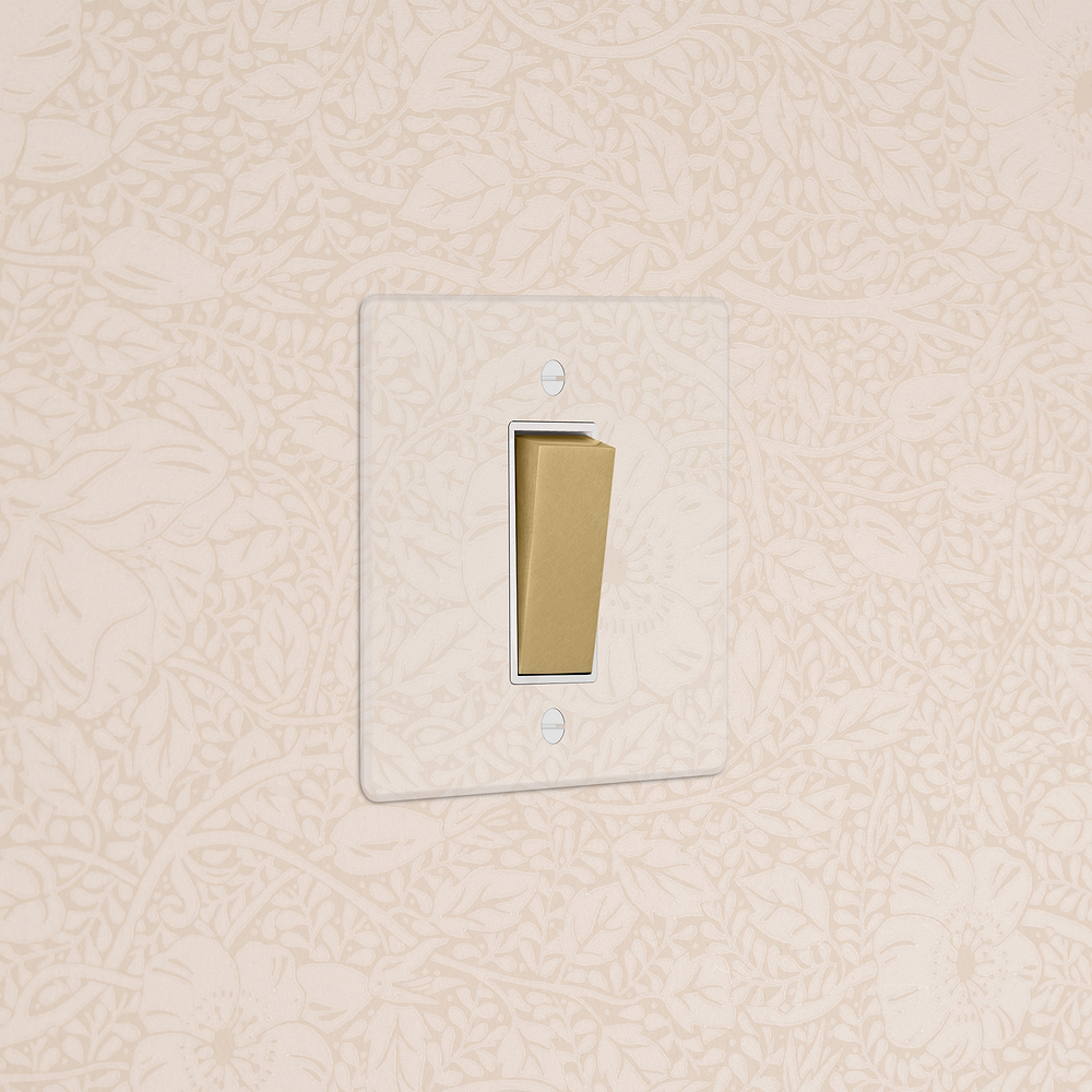 1G Retractive Rocker Switch - Clear Antique Brass | White