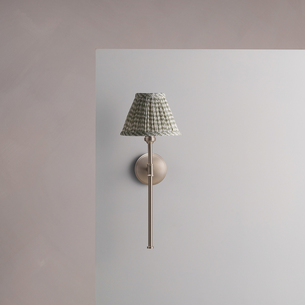 Cotswold Wall Light Pleated Moss Green – Satin Nickel