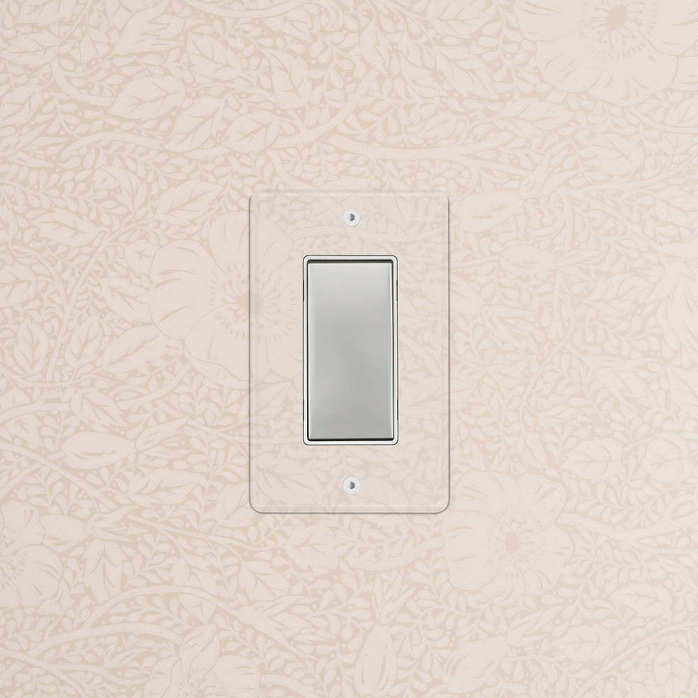 Kew 1G Retractive Rocker Switch - Clear Polished Nickel White