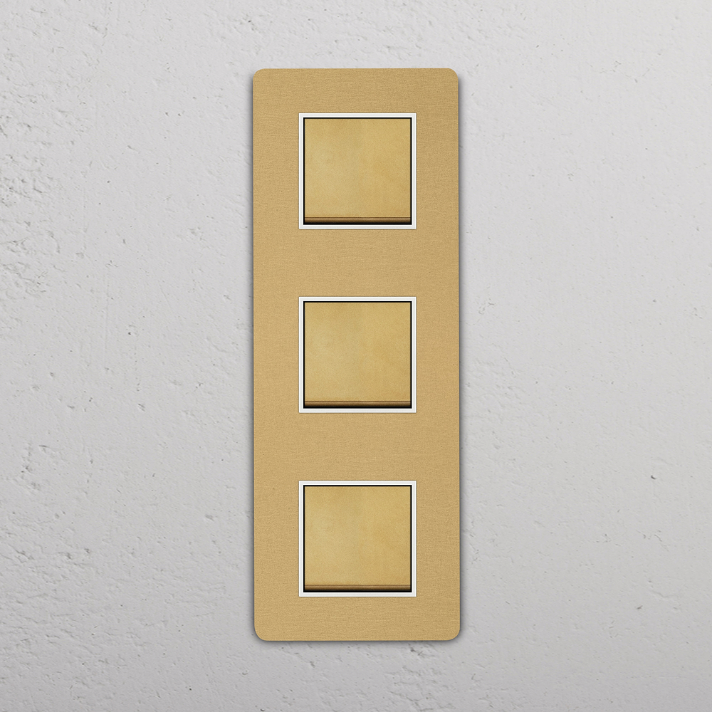 Grove Triple 3x Vertical Rocker Switch - Antique Brass | White