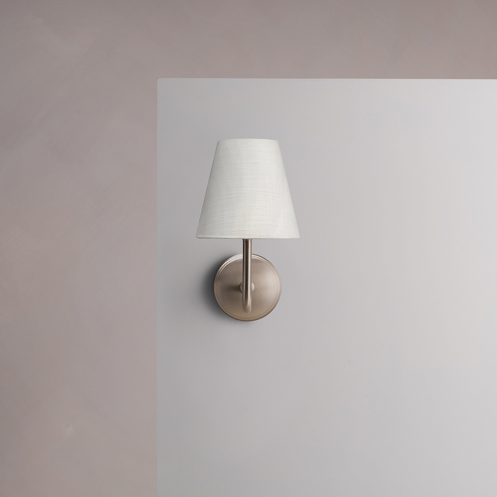 Malvern Medium Wall Light Alabaster White – Satin Nickel
