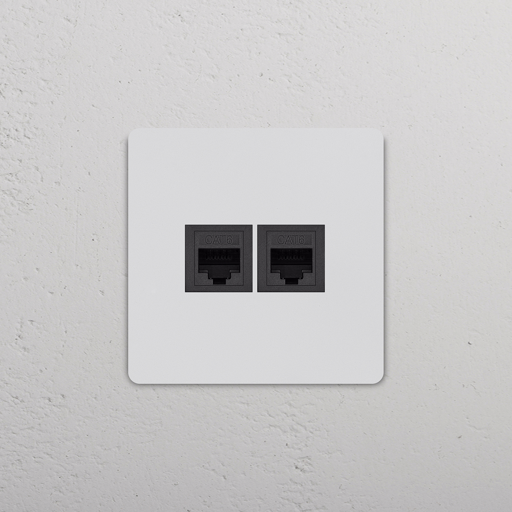 Grove RJ45-Anschluss 2x in Einfachrahmen – Lackierbar | Schwarz