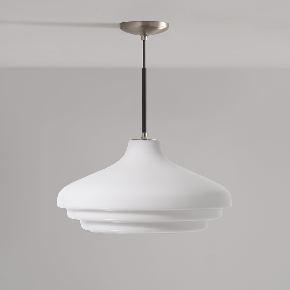 Brookfield Large Pendant Light Opal Glass – Satin Nickel