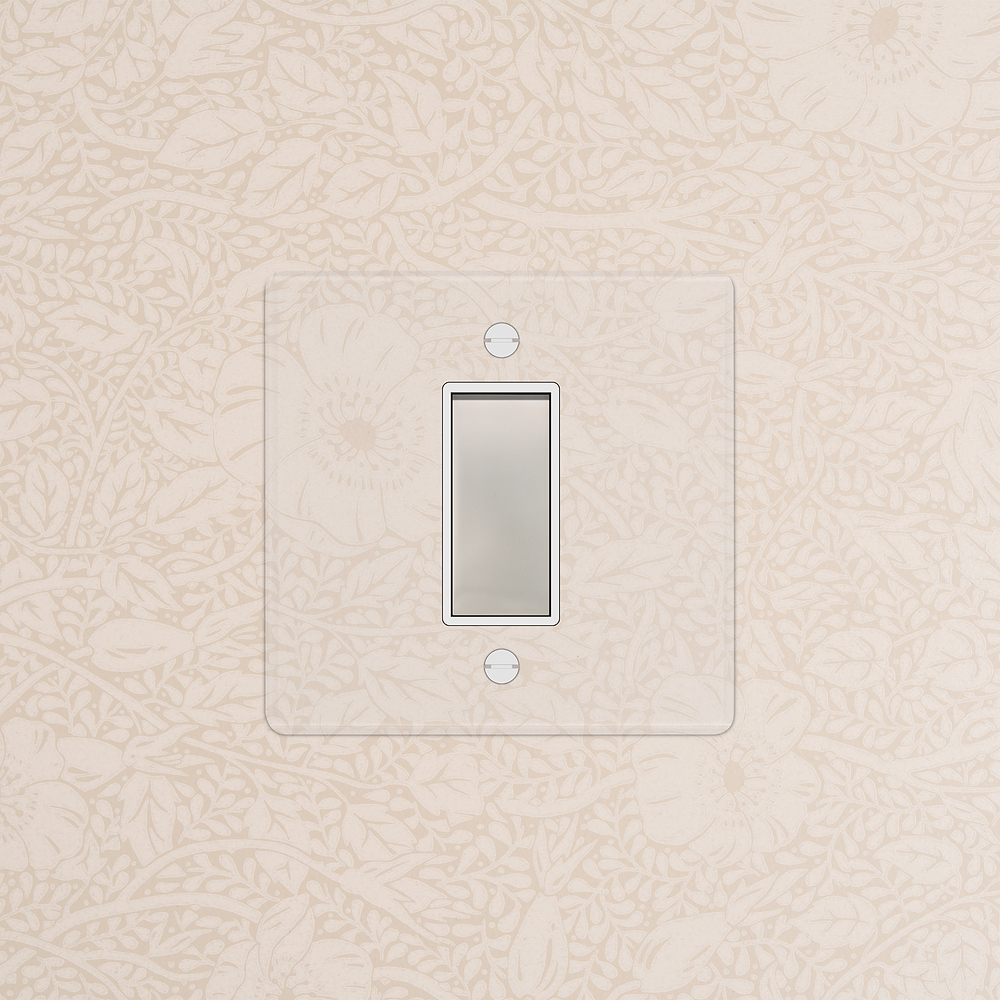 1G Retractive Rocker Switch - Clear Polished Nickel | White