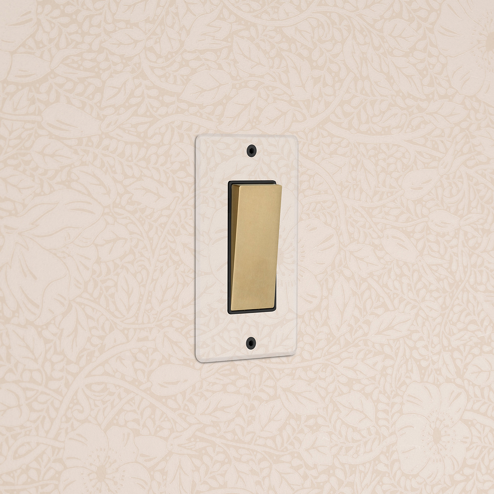 Kew 1G Retractive Rocker Switch - Clear Antique Brass Black