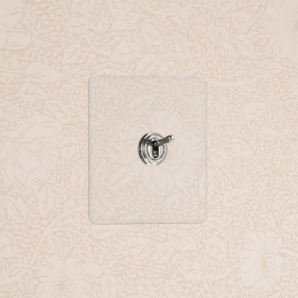 Kew Bouton Poussoir à Levier (Plaque Simple) – Nickel Poli à Transparence