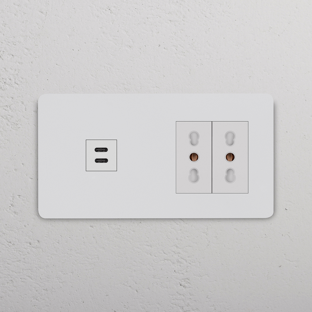 Grove Presa USB-C 30W & Bipasso 2x Doppia – Pitturabile | Bianco