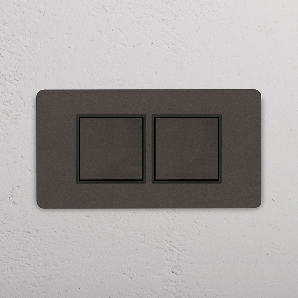 Grove Interruttore a bilanciere 2x a 4 moduli – Bronzo | Nero