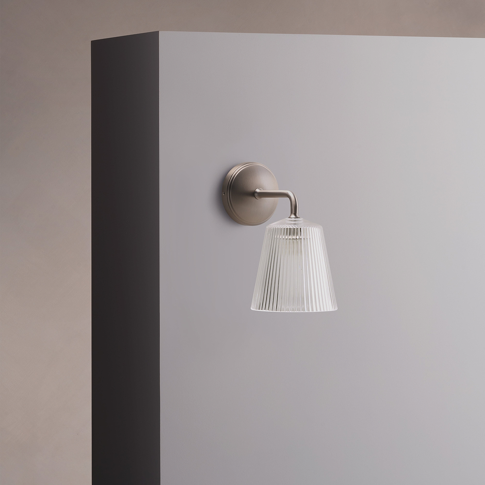 Richmond Medium Wall Light Fluted Glass – Satin Nickel