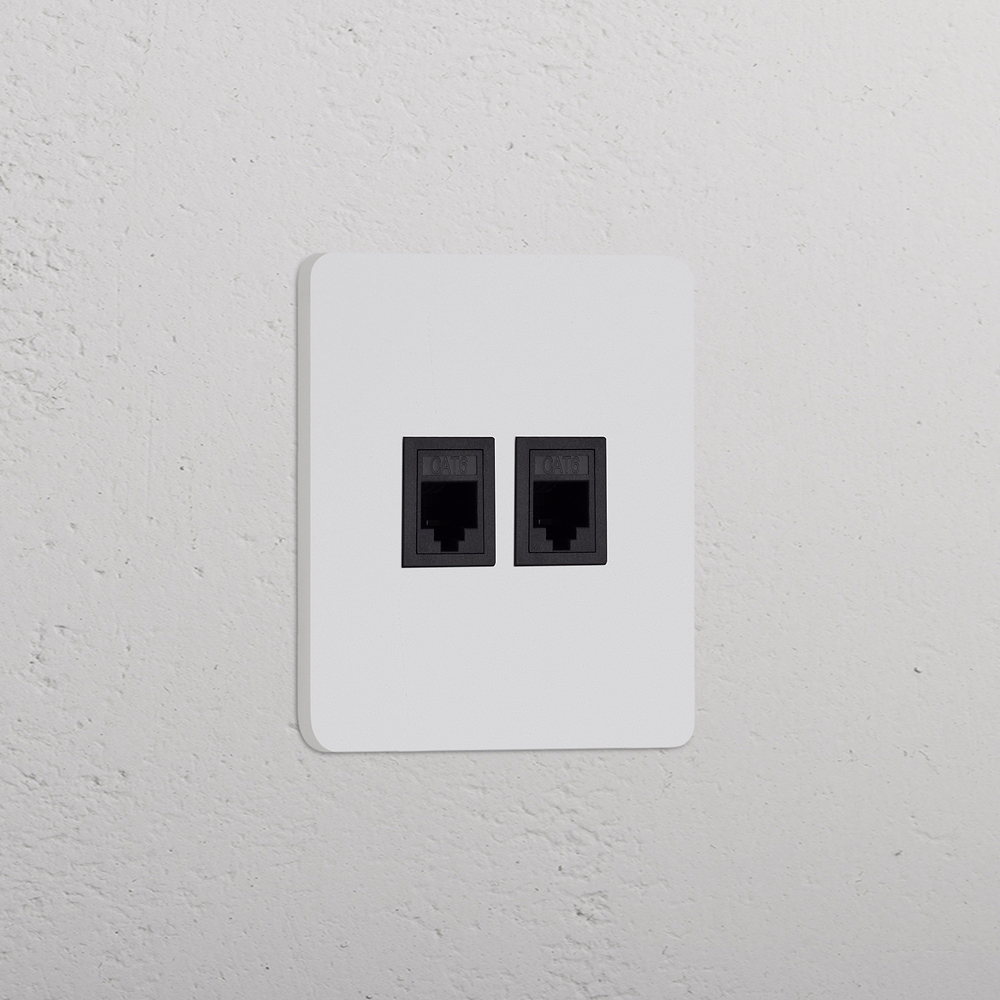 Grove RJ45-Anschluss 2x in Einfachrahmen – Lackierbar | Schwarz