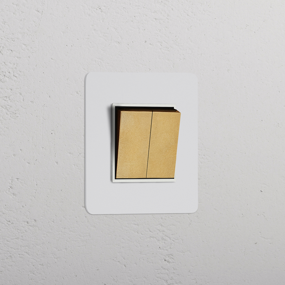 Kew Single 2x Retractive Rocker Switch - Paintable Antique Brass | White