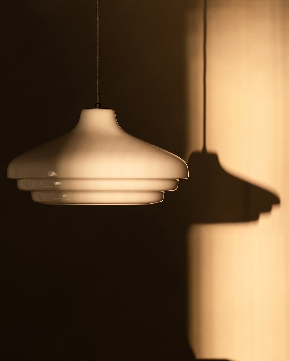 Brookfield Large Pendant Light Opal Glass - Bronze 