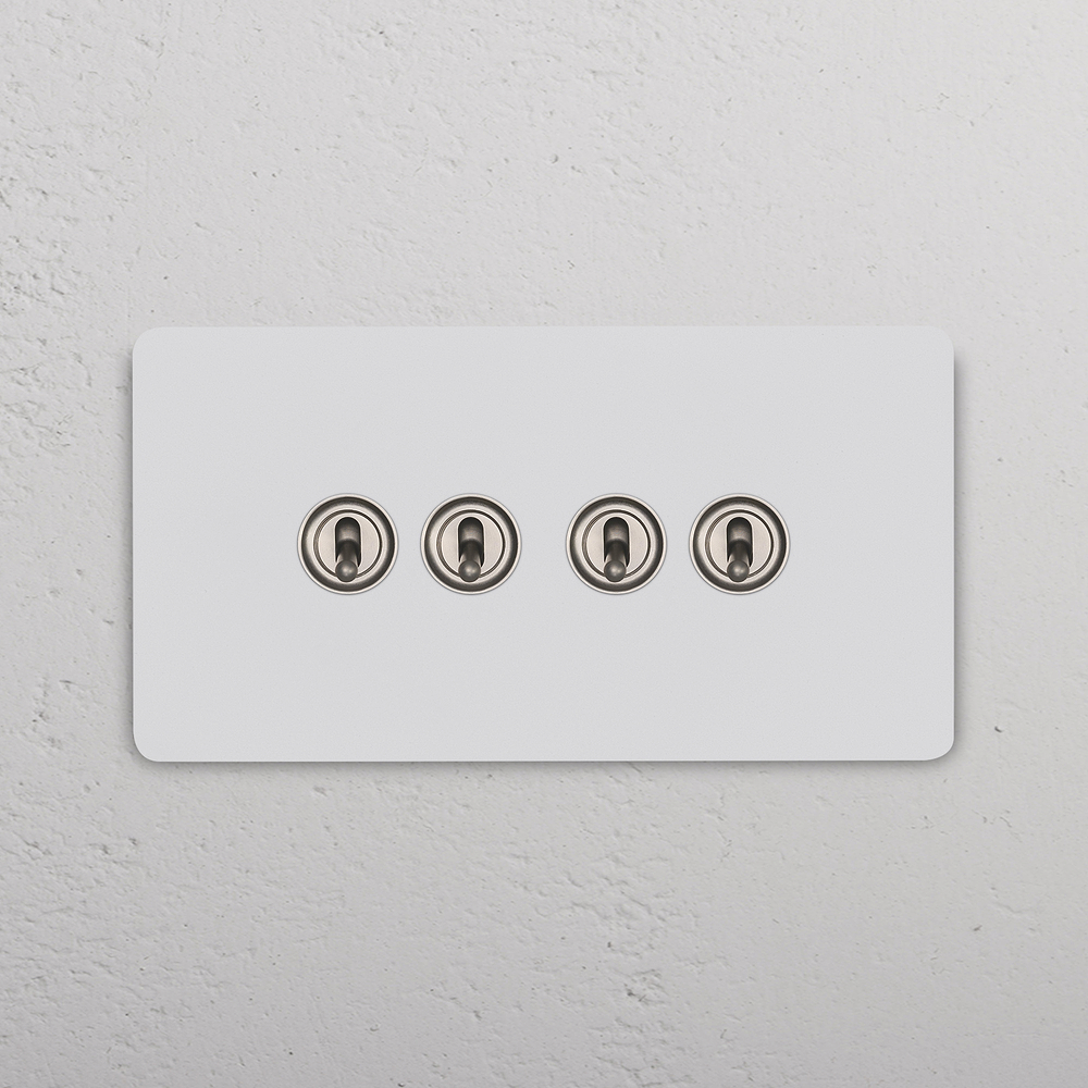 IT Grove 4-Module 4x Toggle Switch - Paintable Satin Nickel