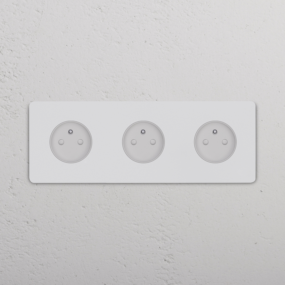 Grove Triple 3x French/Belgian Type E Socket – Paintable White