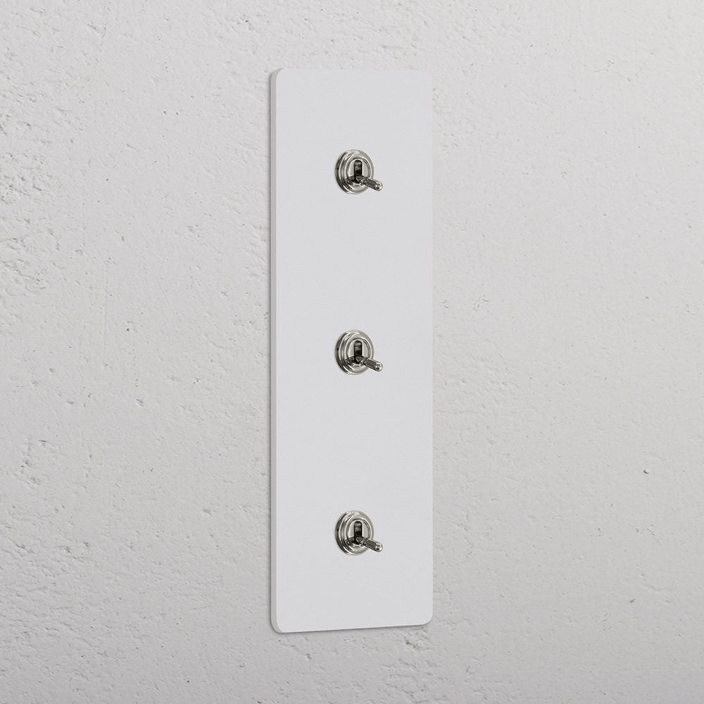Grove Triple 3x Vertical Toggle Switch – Paintable Polished Nickel