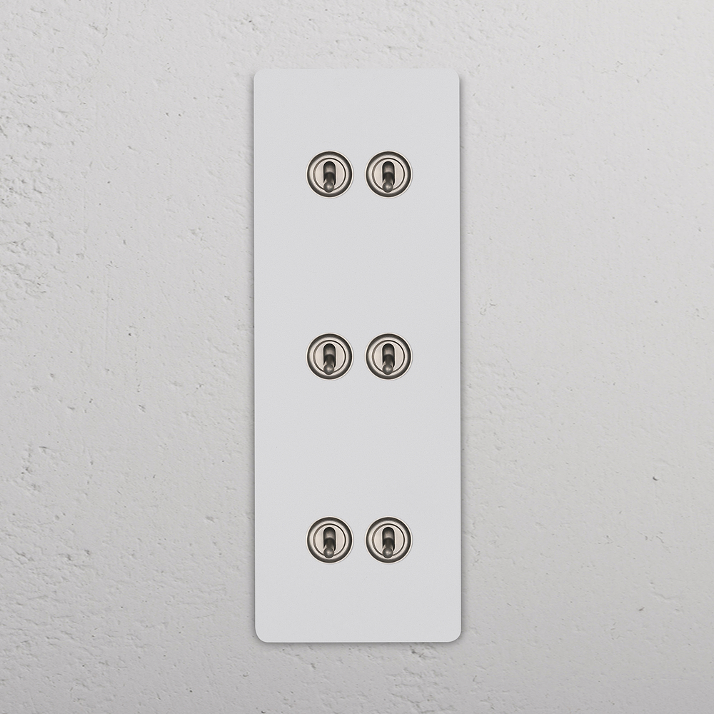Grove Interrupteur Vertical à Levier x6 (Plaque Triple) – Nickel Satiné à Peindre