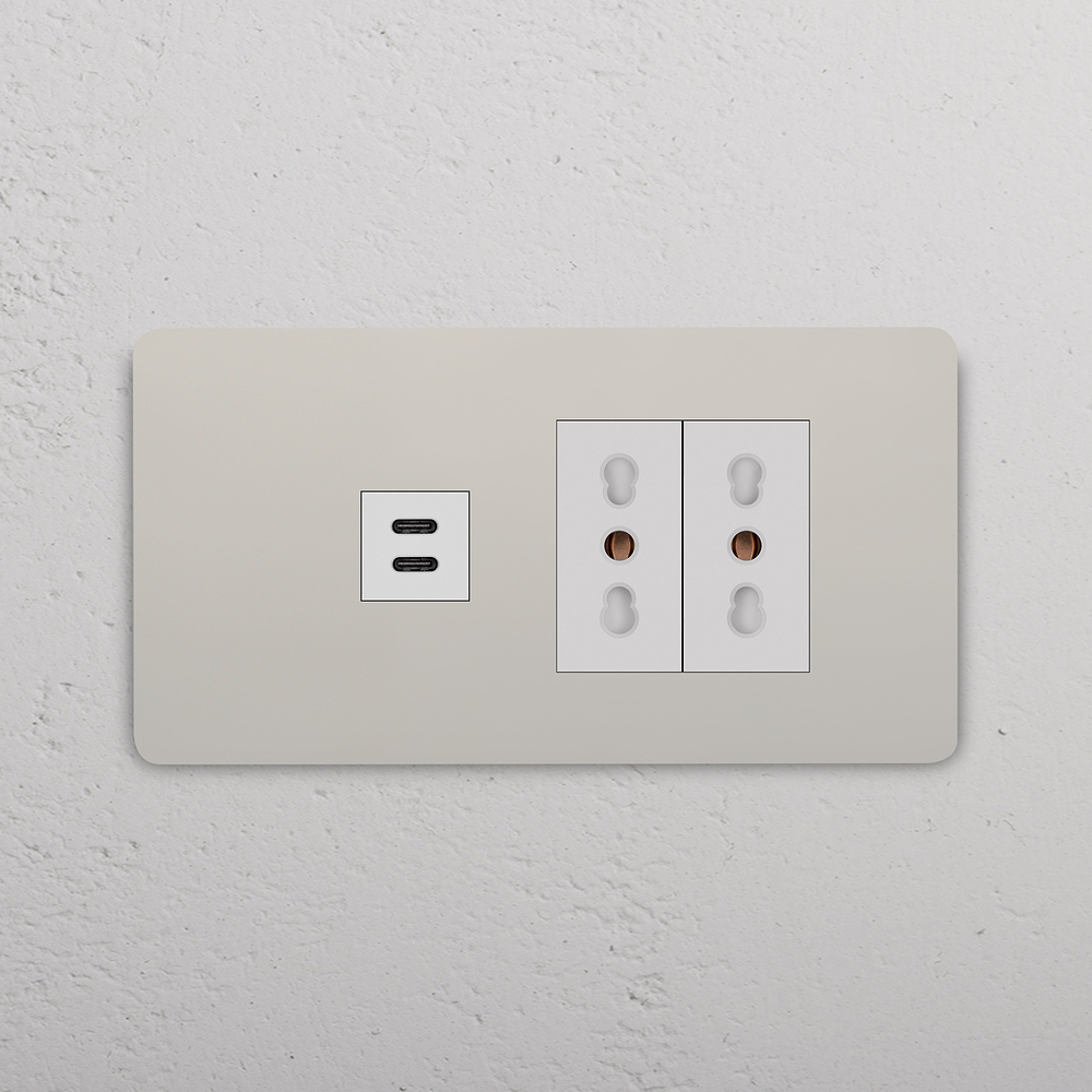 Grove 4-Module USB-C 30W & 2x Bipasso Socket - Polished Nickel | White