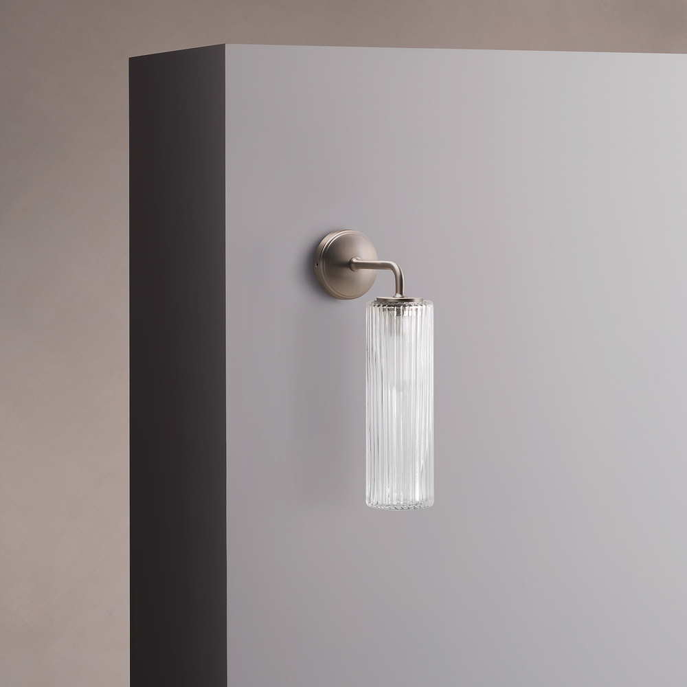 Claremont Small Wall Light Fluted Glass – Satin Nickel