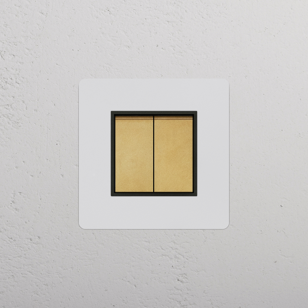 Kew Single 2x Retractive Rocker Switch - Paintable Antique Brass | Black