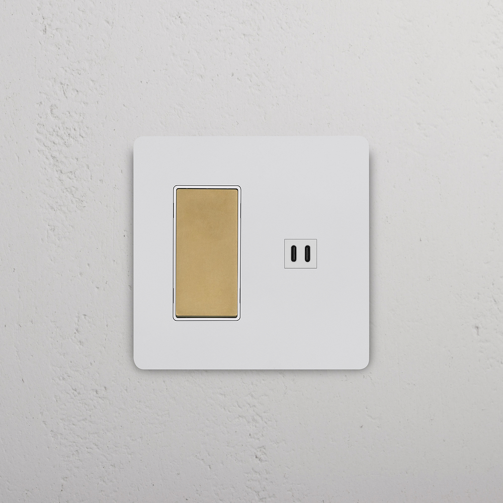 Grove 2G Rocker Switch & Fast Charge USB – Paintable Antique Brass | White