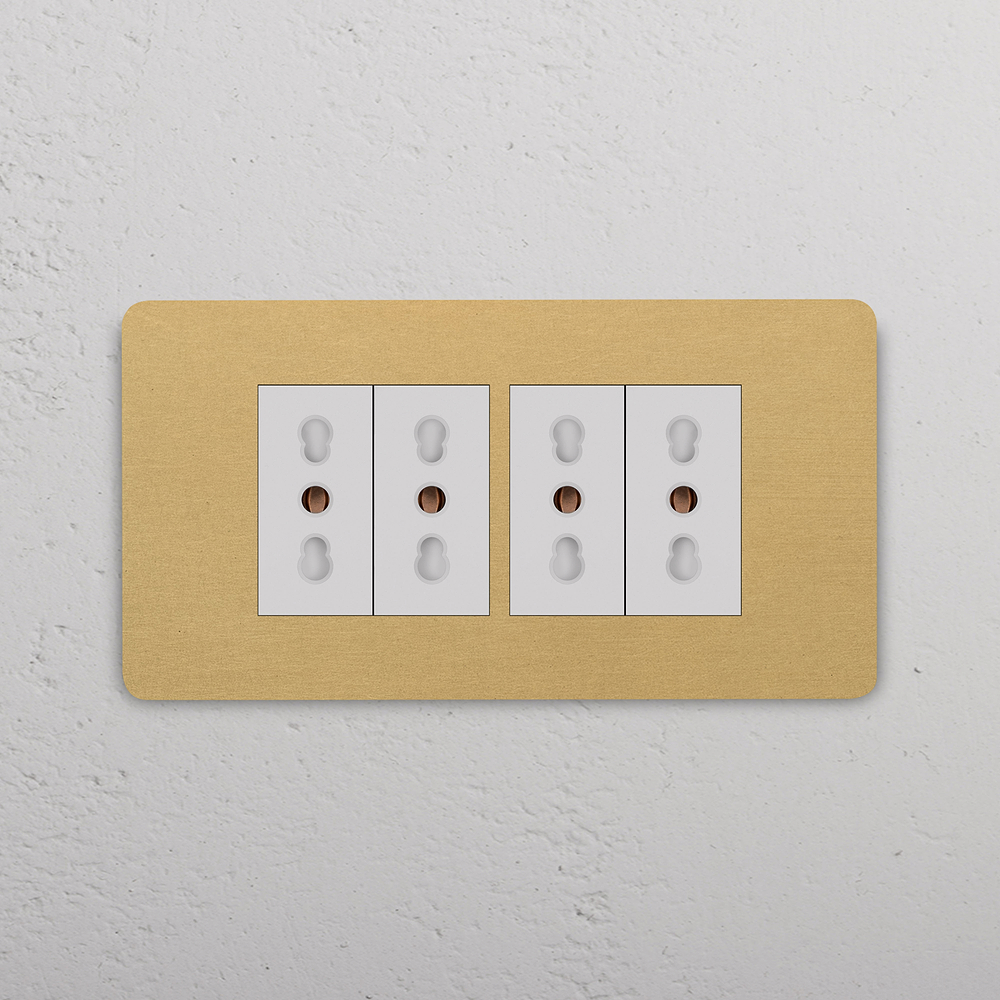 Grove 4-Module 4x Bipasso Socket - Antique Brass | White