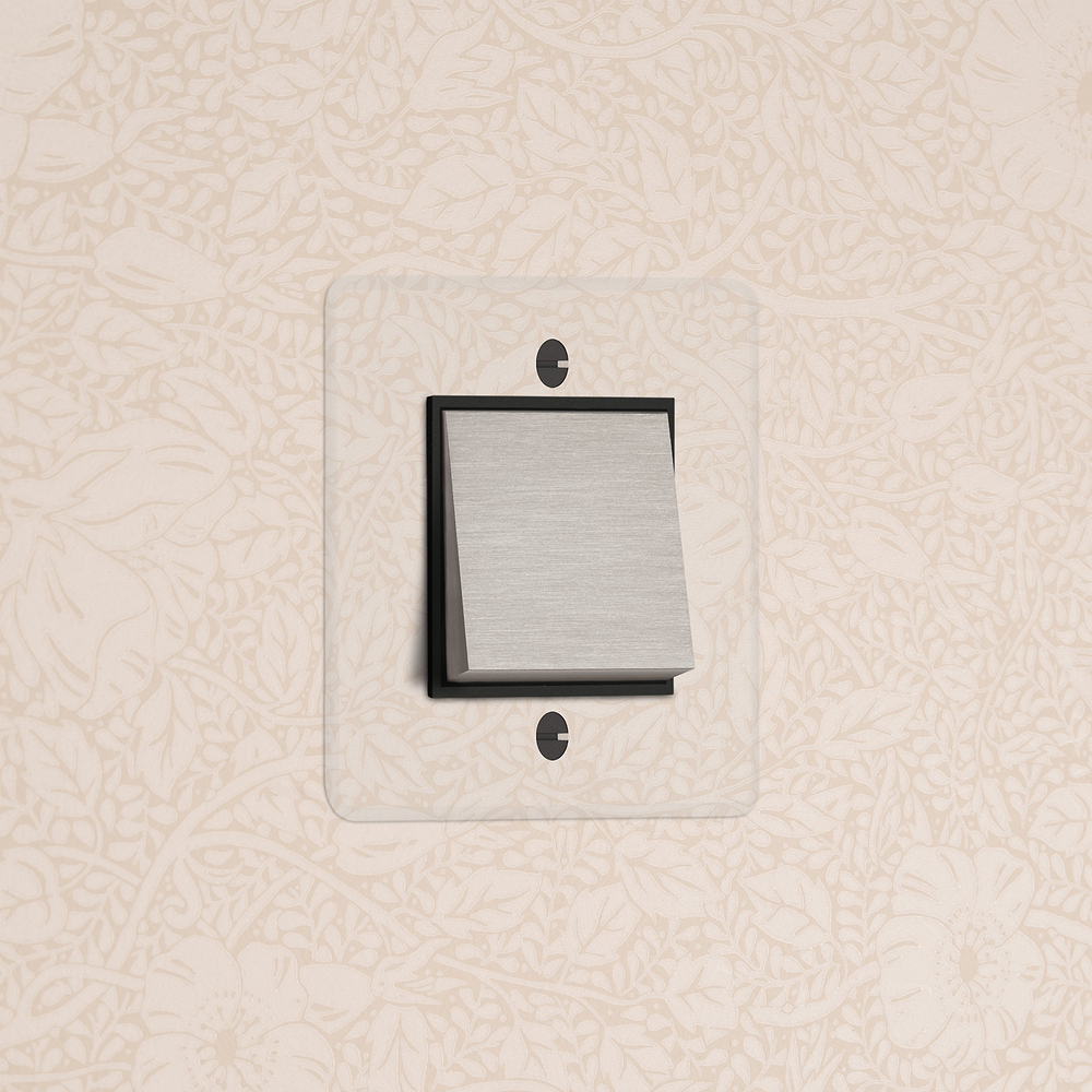 Single Rocker Switch - Clear Satin Nickel Black