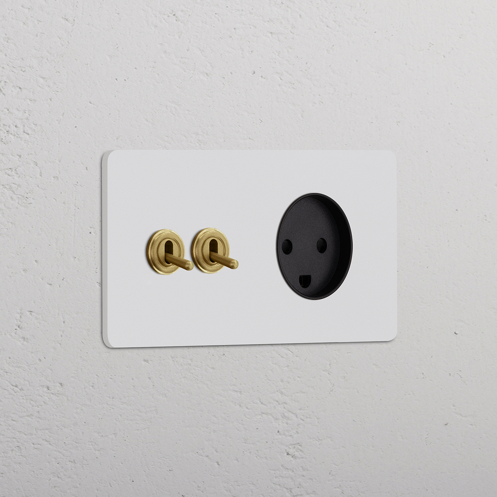 Grove Interruptor de palanca doble (2x) y enchufe danés tipo K – Latón antiguo y pintable | Negro