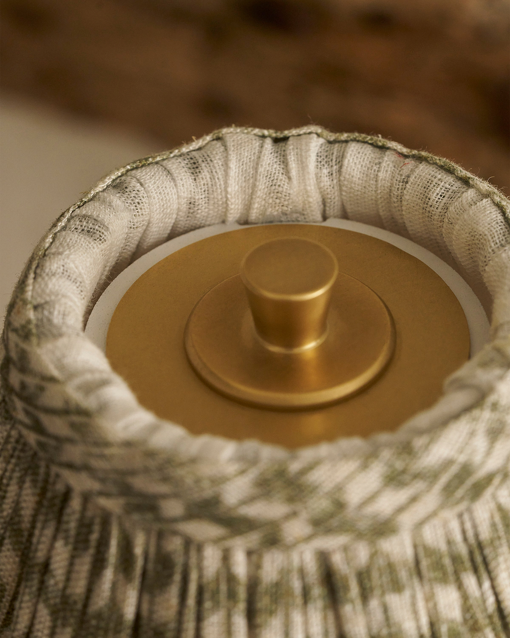 Cotswold Rechargeable Table Lamp Pleated Moss Green – Antique Brass