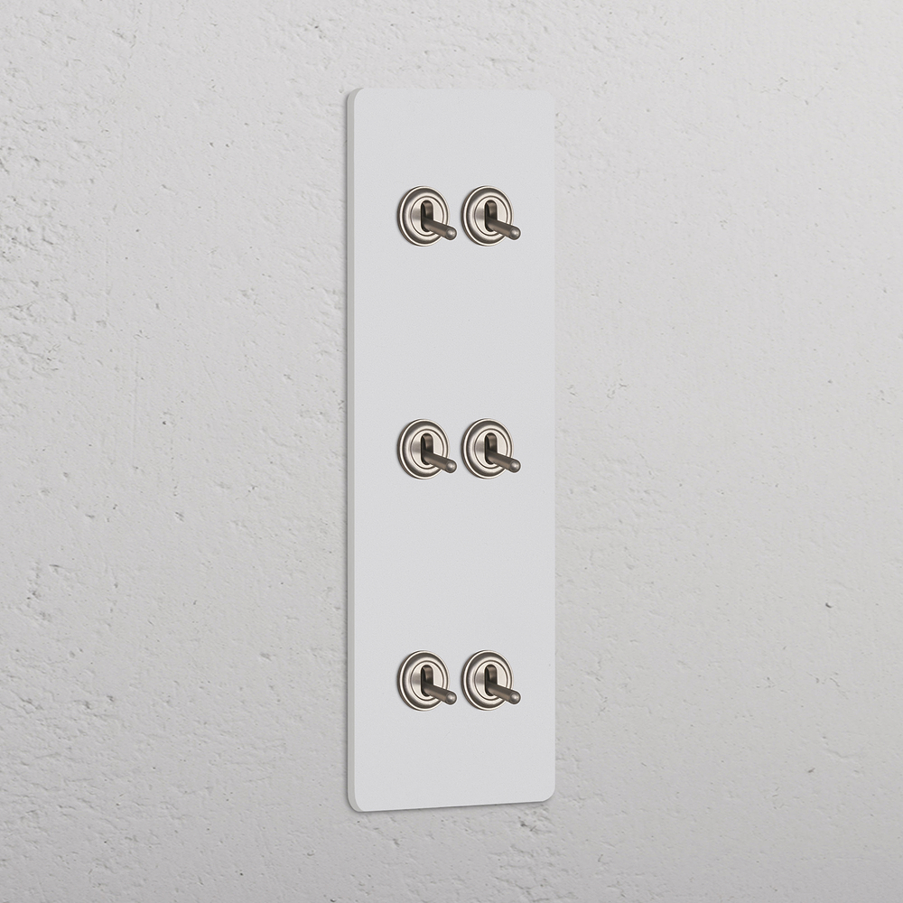 Grove Interrupteur Vertical à Levier x6 (Plaque Triple) – Nickel Satiné à Peindre