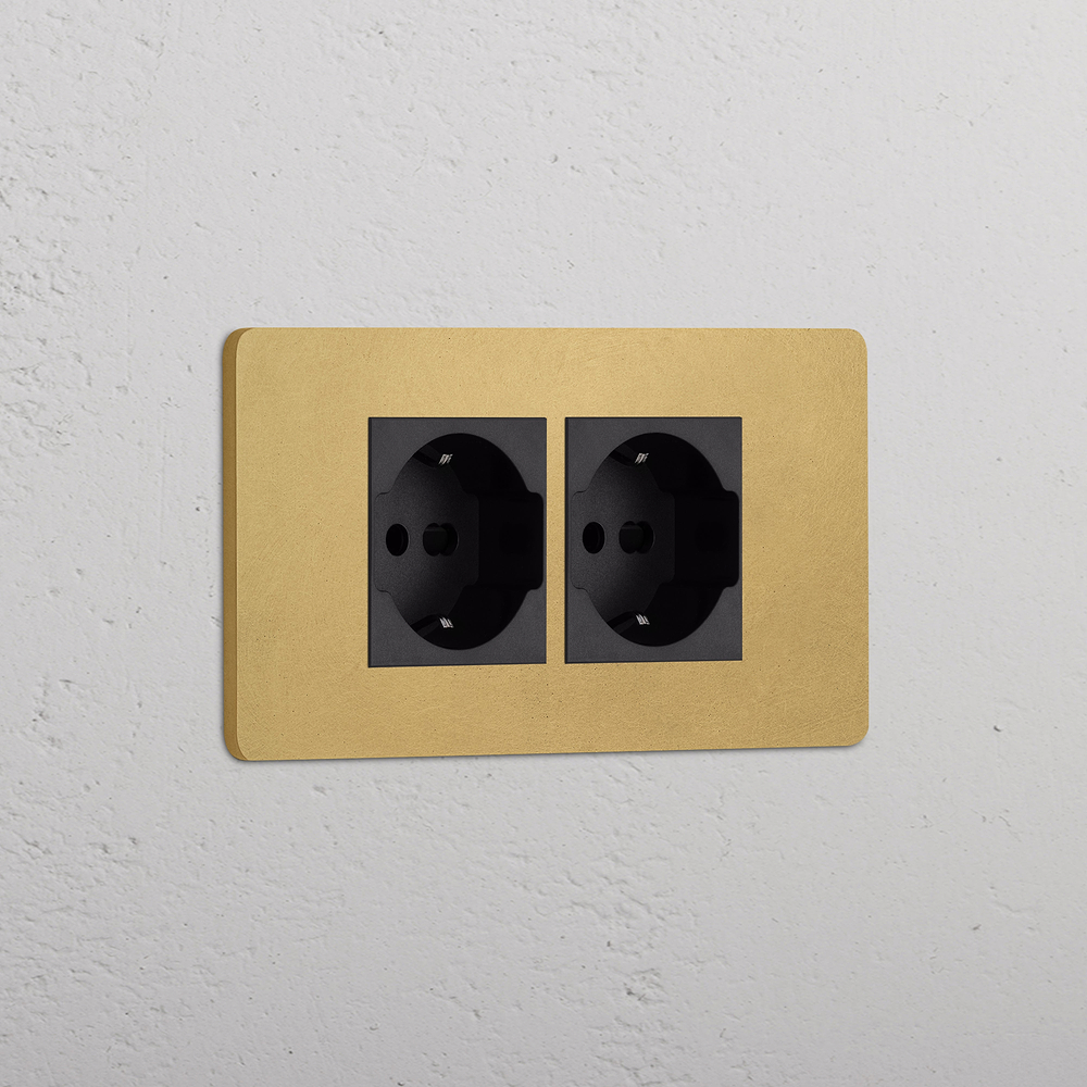 Grove 4-Module 2x Schucko/Bipasso Socket - Antique Brass | Black