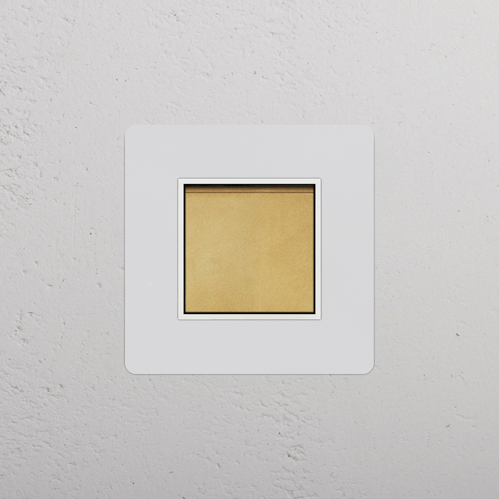 Kew Bouton Poussoir Carré (Plaque Simple) – Laiton Antique à Peindre | Blanc