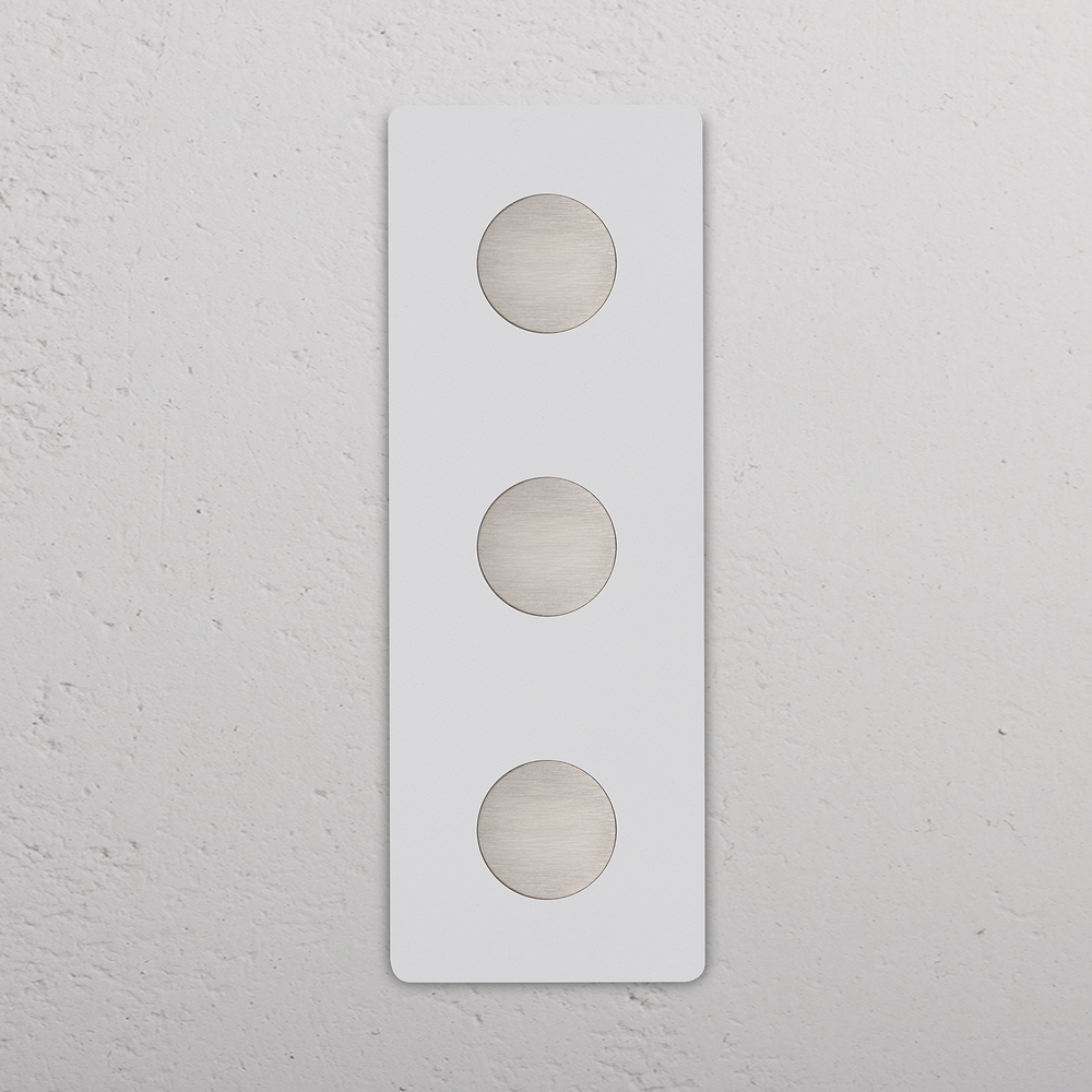 Grove Triple 3x Vertical Multiway Dimmer Switch - Paintable Satin Nickel