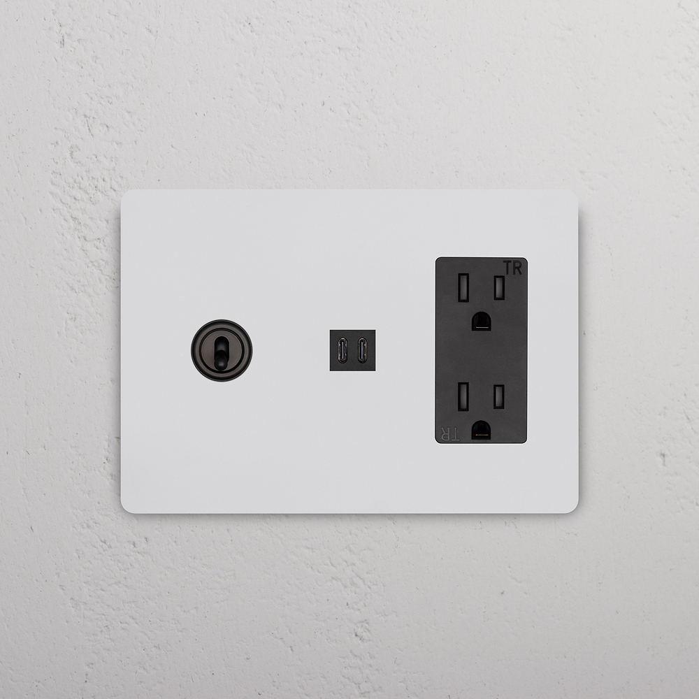 Grove 3G Toggle Switch & Outlet & Fast Charge USB – Paintable Bronze | Black