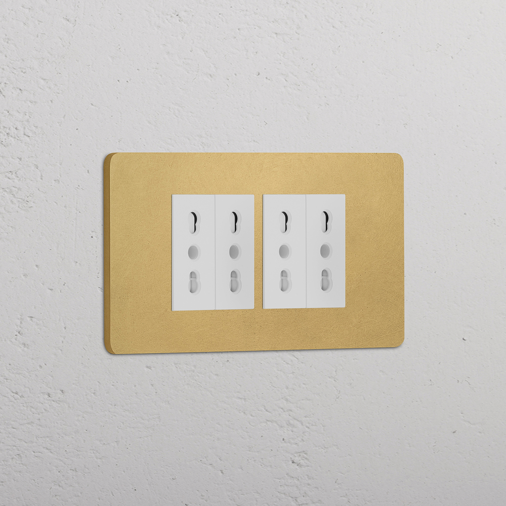 Grove 4-Module 4x Bipasso Socket - Antique Brass | White
